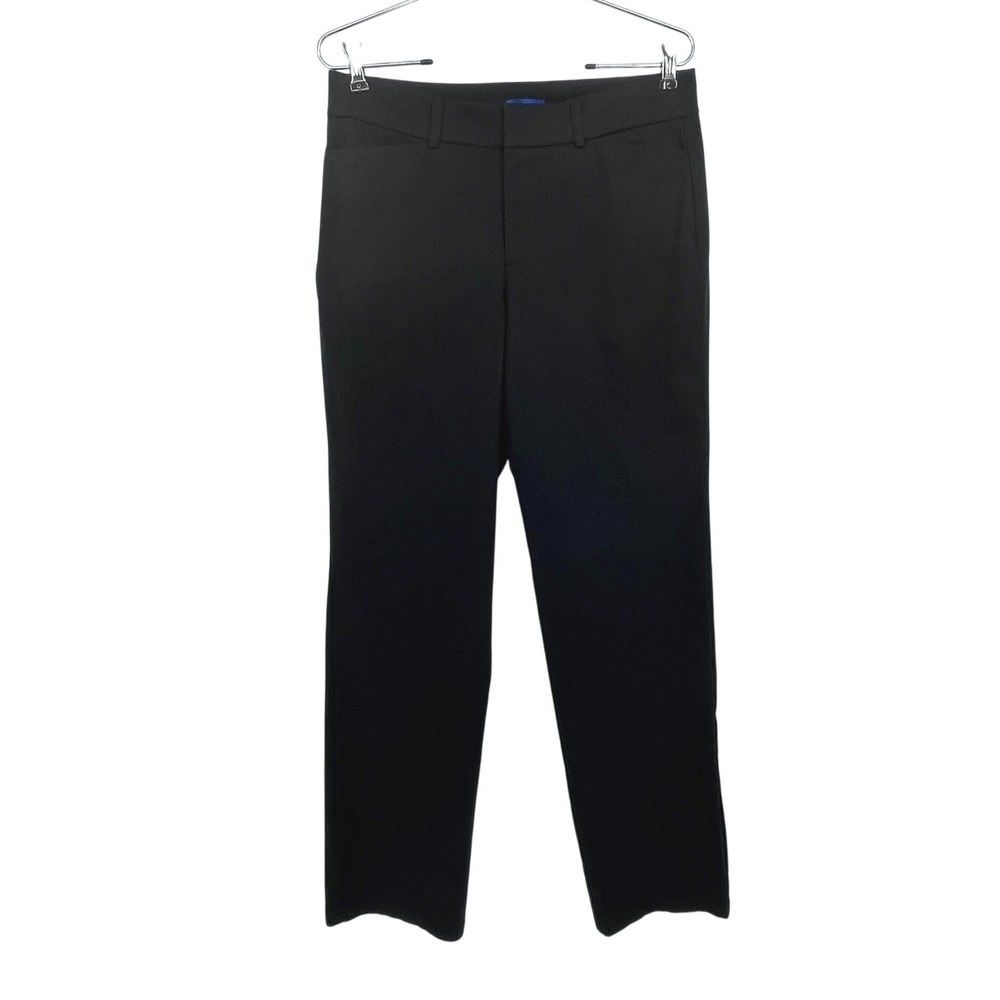 Dockers Metro Pant Women 8 LONG Black Straight Leg Cotton Stretch Career Classic